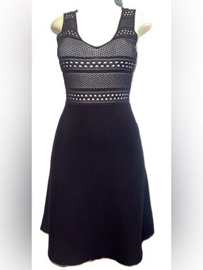 BCBGeneration Black & White Textured Knit A-Line Dress Size Small NWOT